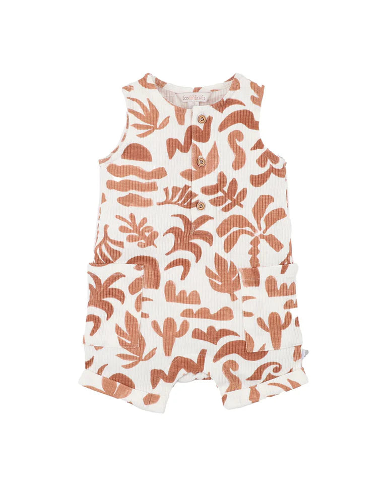 ABSTRACT OASIS CARAMEL PRINT ROMPER