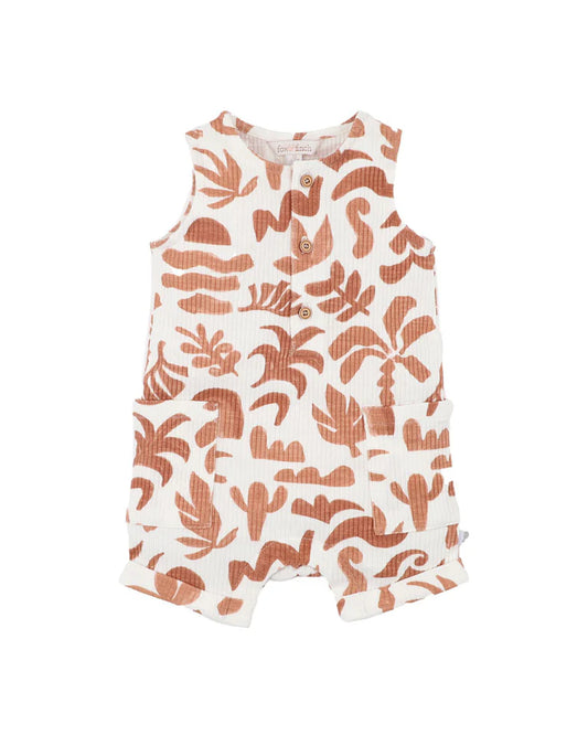 ABSTRACT OASIS CARAMEL PRINT ROMPER