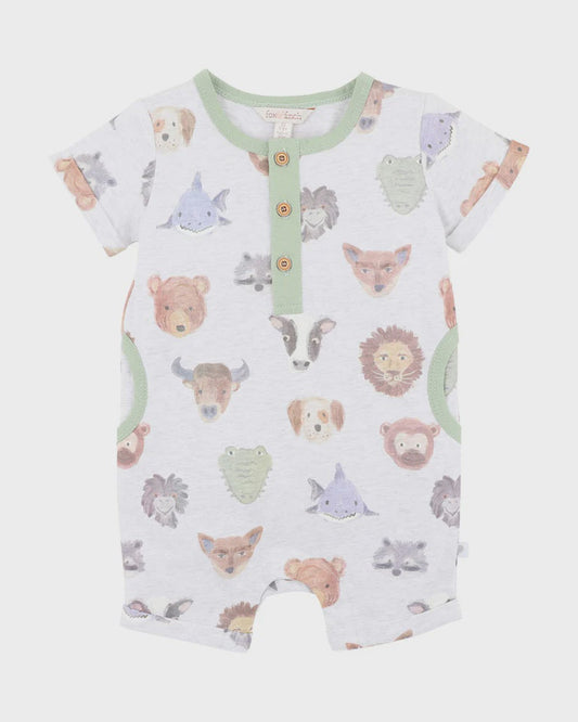 WILDLINGS PRINT SS HENLEY ROMPER