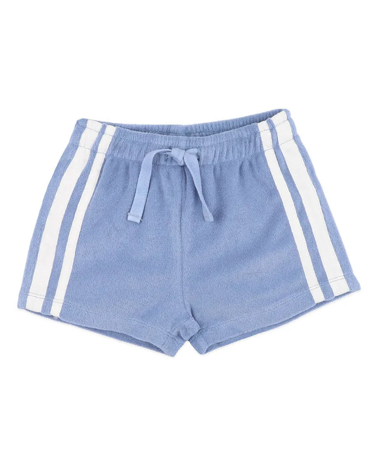 BLUE SIDE STRIPE TOWELLING SHORTS