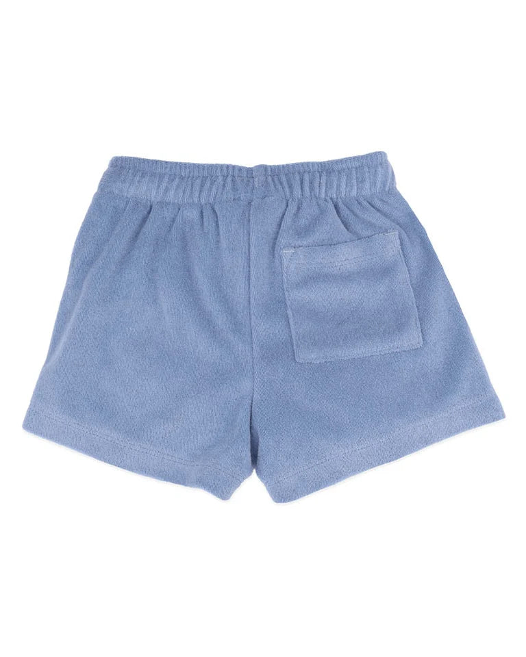 BLUE SIDE STRIPE TOWELLING SHORTS 3-7Y