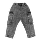 WASHED BLACK PULL ON CARGO JEANS 3-7 YRS