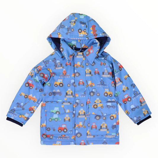 Farm Machine Print Raincoat - Blue