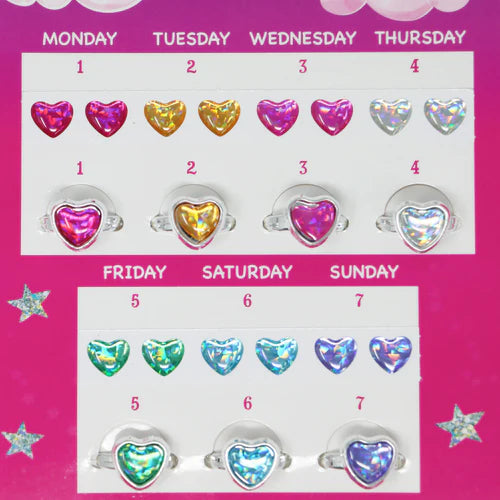 7 Day Stick On Earrings & Ring Set