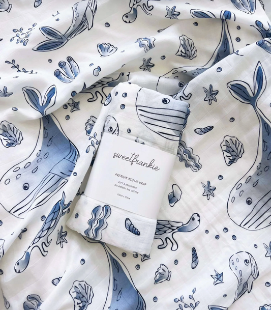 Ocean Dreams Organic Muslin Swaddle Wrap