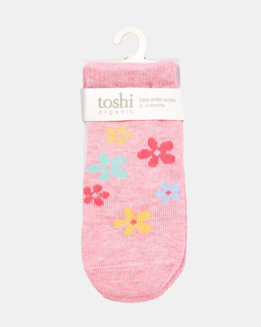 Organic Socks Ankle Jacquard - daisy