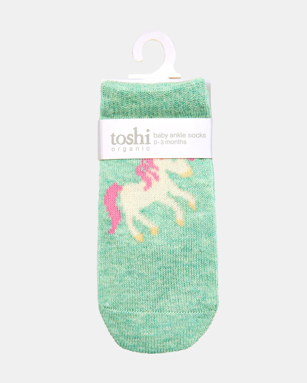 Organic Socks Ankle Jacquard - unicorn