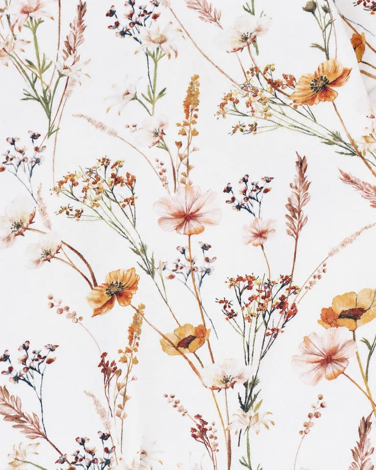 TAYLOR ORGANIC FLORAL SS ZIP ROMPER