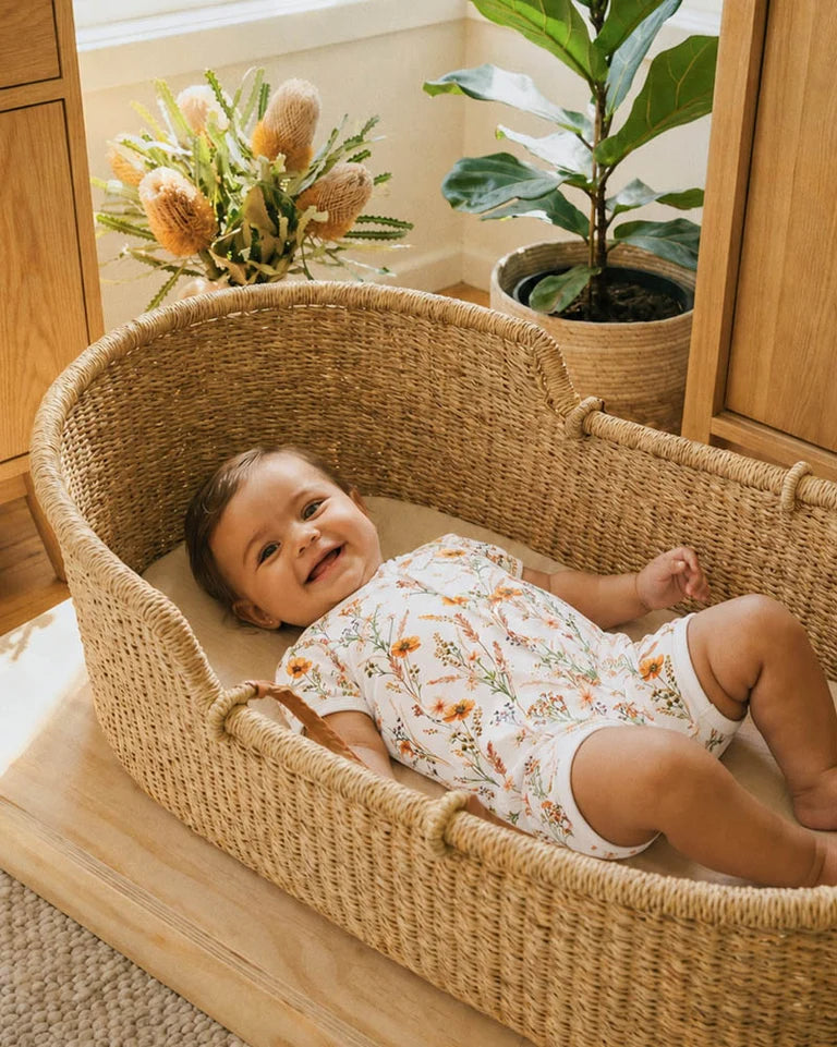 TAYLOR ORGANIC FLORAL SS ZIP ROMPER