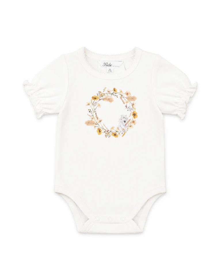 TAYLOR ORGANIC FLORAL KOALA BODYSUIT