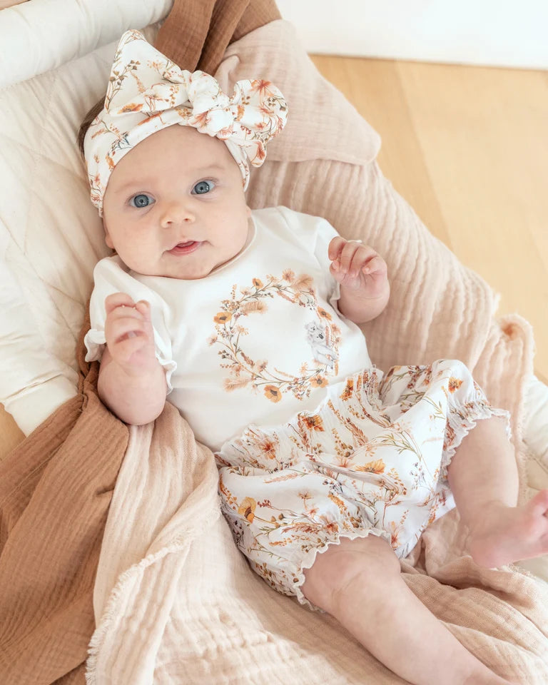 TAYLOR ORGANIC FLORAL KOALA BODYSUIT