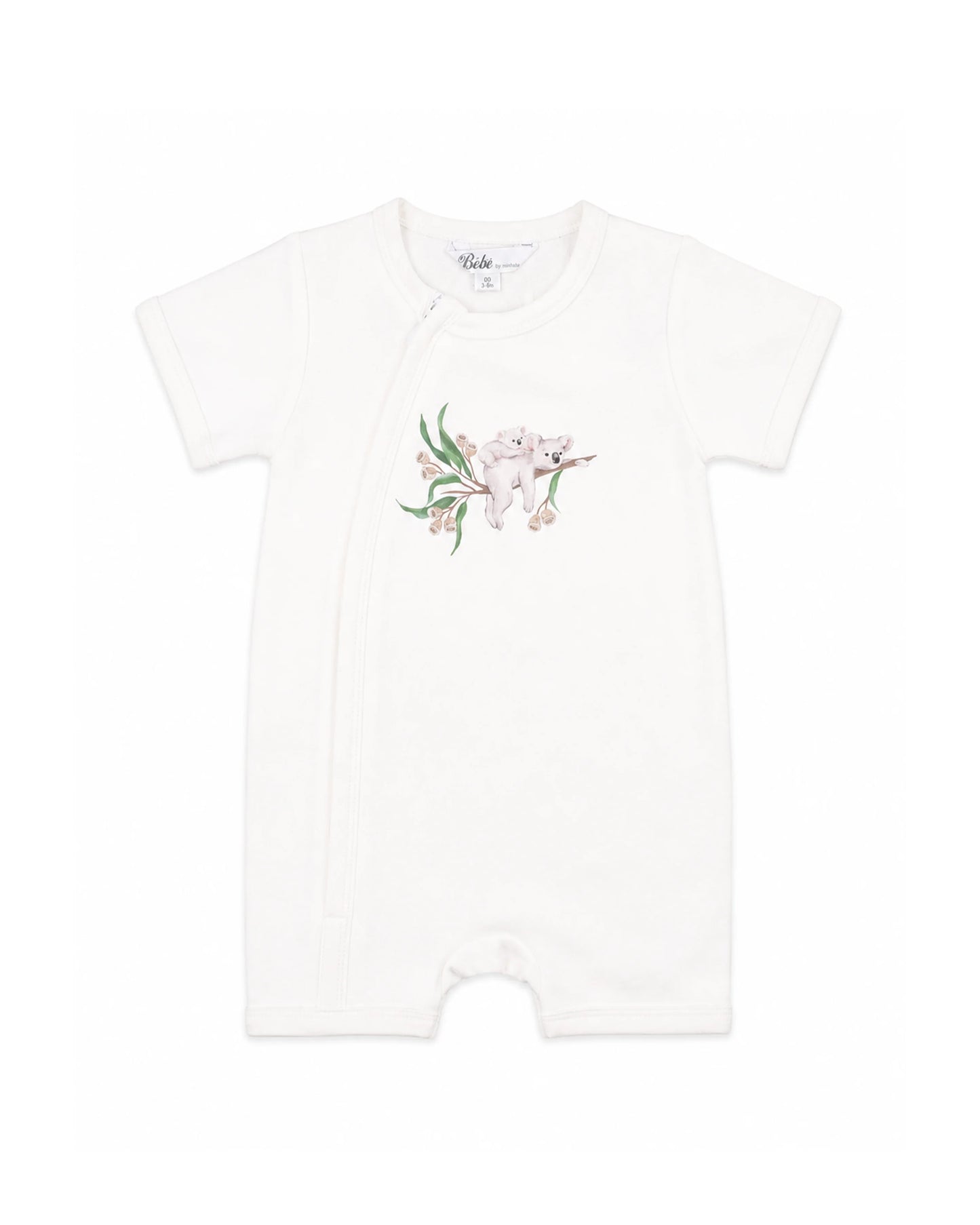 TAYLOR ORGANIC SS KOALA ZIP ROMPER