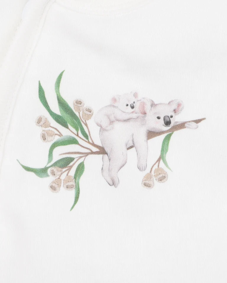 TAYLOR ORGANIC SS KOALA ZIP ROMPER