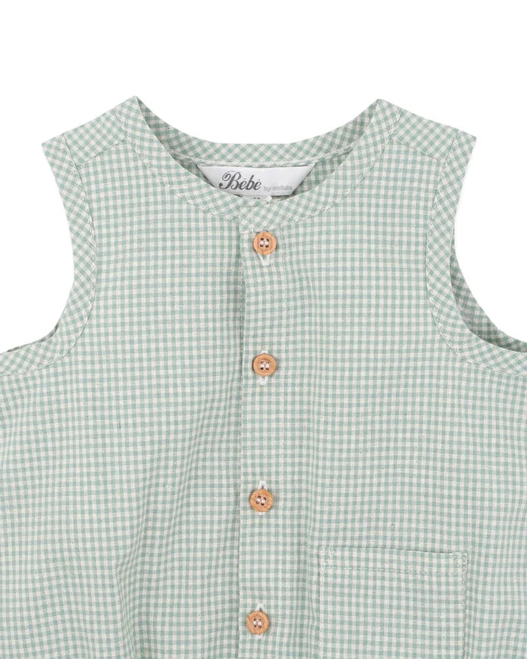 SCOUT CHECK BUTTON UP BODYSUIT