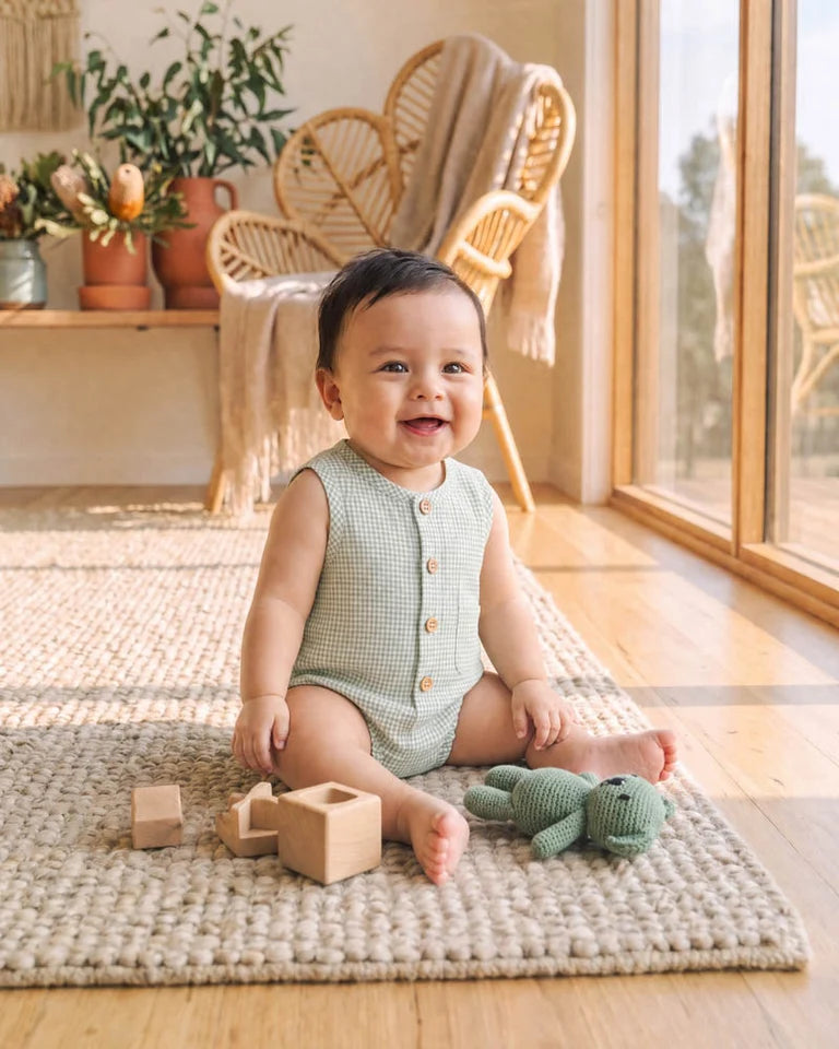 SCOUT CHECK BUTTON UP BODYSUIT