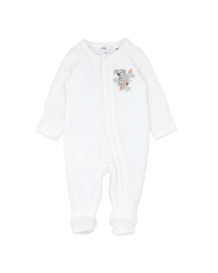 CHARLIE KOALA VELOUR ZIP ONESIE