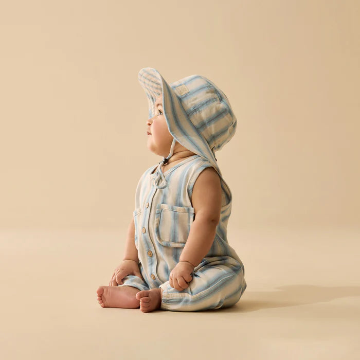 Deep Blue Stripe Organic Sun Hat