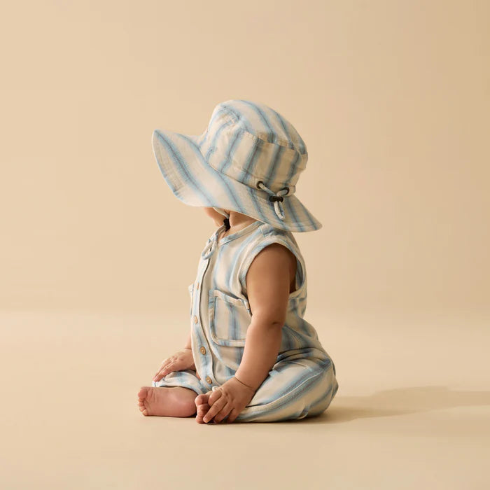 Deep Blue Stripe Organic Sun Hat