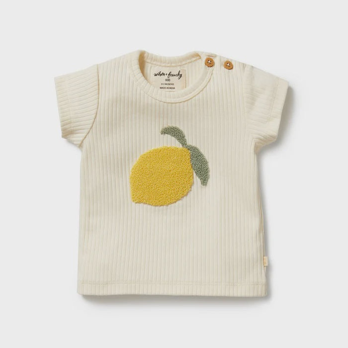 Lemon Leaf Embroidered Organic Tee