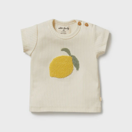 Lemon Leaf Embroidered Organic Tee