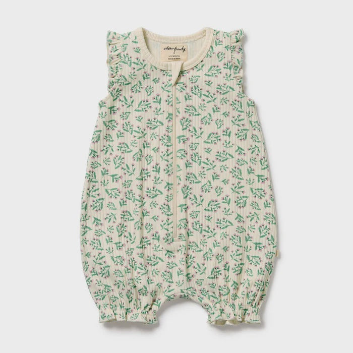 Periwinkle Organic Ruffle Zipsuit