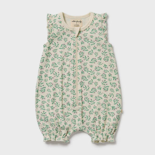 Periwinkle Organic Ruffle Zipsuit