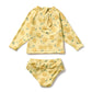 Lemon Drop Cutwork Rashie Swimset