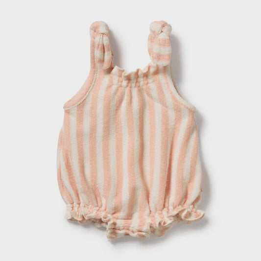 Strawberry Wave Organic Terry Tie Playsuit
