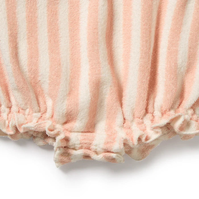 Strawberry Wave Organic Terry Tie Playsuit