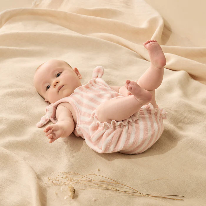 Strawberry Wave Organic Terry Tie Playsuit