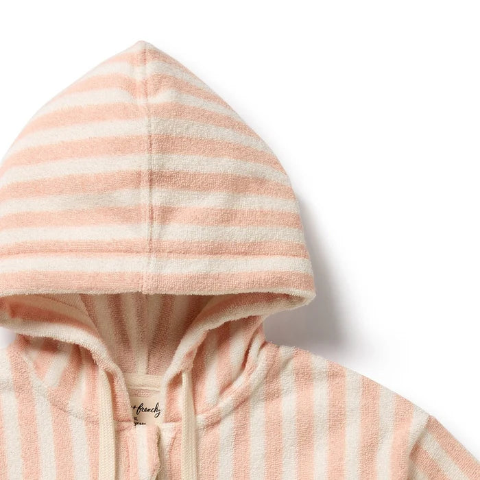 Strawberry Wave Organic Terry Hooded Towel