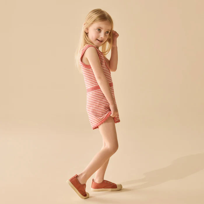 Strawberry Swirl Organic Knitted Stripe Playsuit