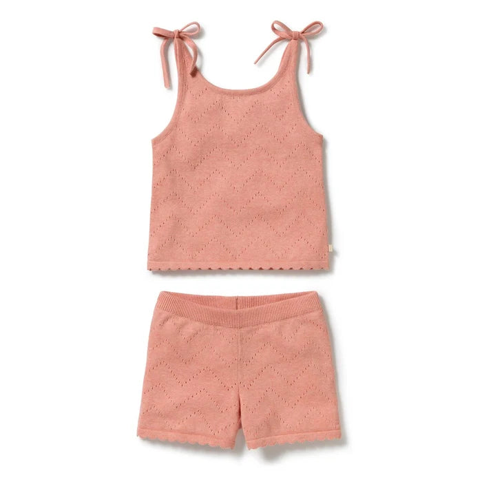 Petal Pink Organic Knitted Pointelle Set