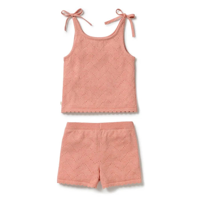 Petal Pink Organic Knitted Pointelle Set