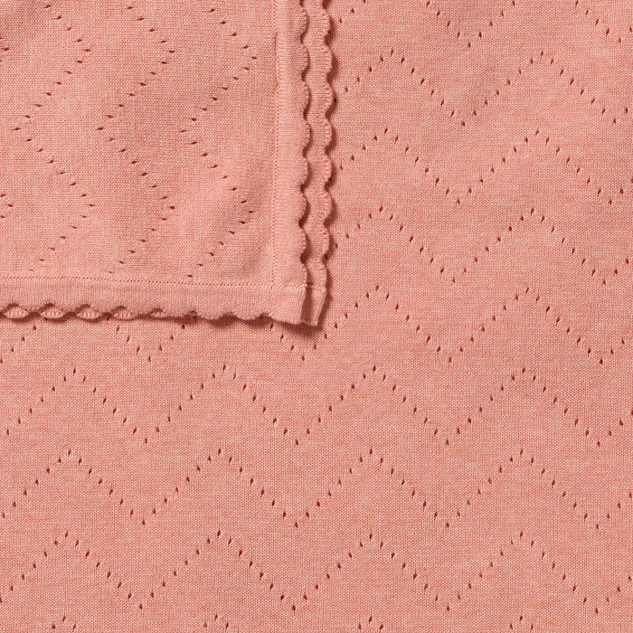 Petal Pink Organic Knitted Pointelle Blanket