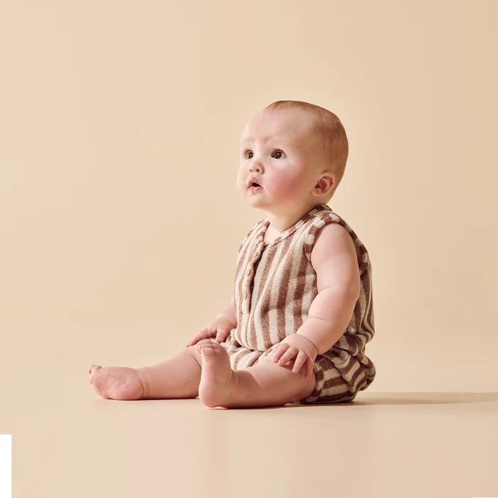 Cherry Cola Stripe Organic Terry Growsuit
