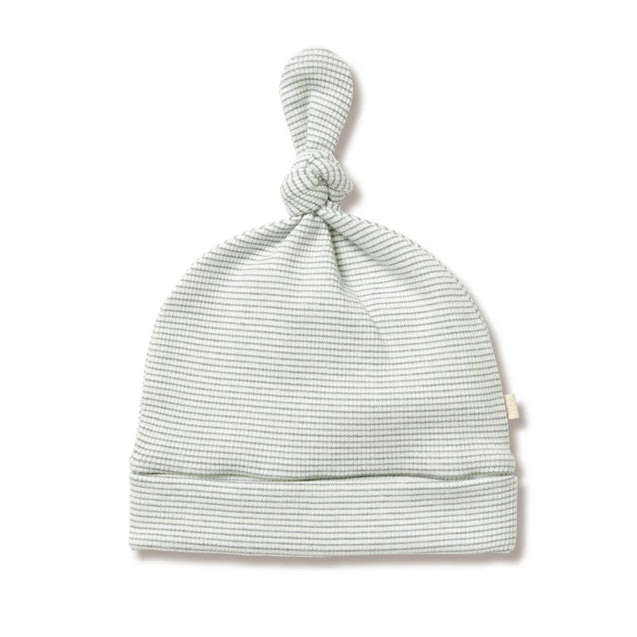 Fern organic stripe rib knot hat