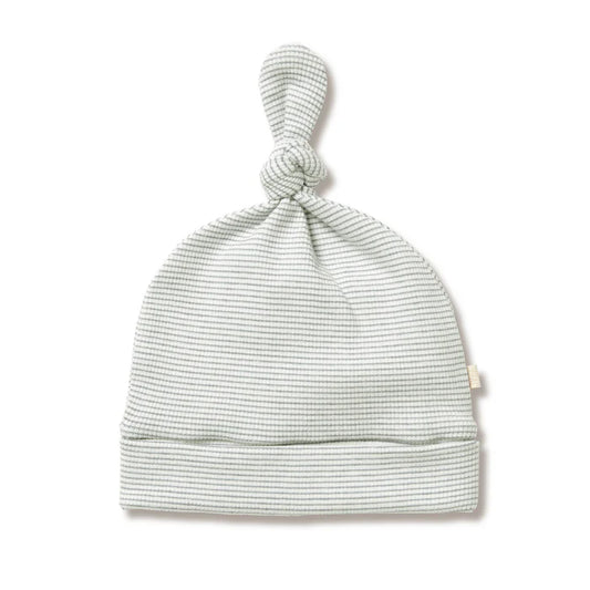 Fern organic stripe rib knot hat