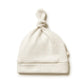 Oatmeal organic stripe rib knot hat