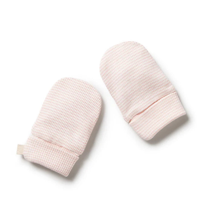 Organic Stripe Rib Mittens | Cantaloupe