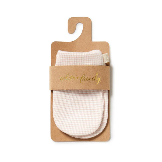 Organic Stripe Rib Mittens | Cantaloupe