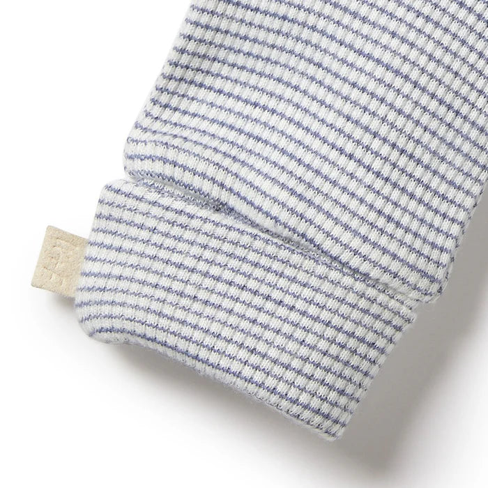 Organic Stripe Rib Mittens | Rain Drop