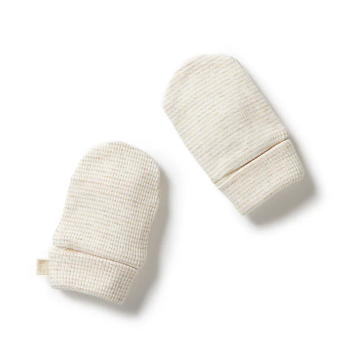 Organic Stripe Rib Mittens | Oatmeal