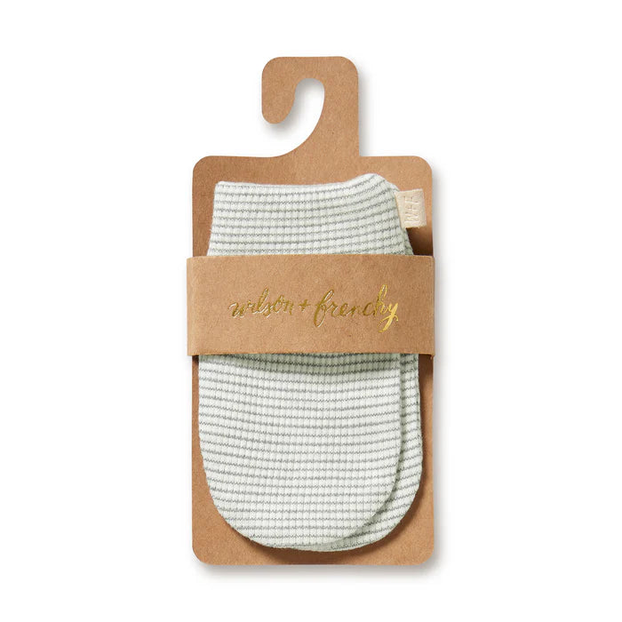 Fern organic stripe rib mittens