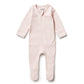 Organic Stripe Rib Zipsuit with Feet | Cantaloupe