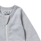 Organic Stripe Rib Zipsuit with Feet | Rain Drop