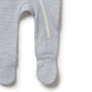 Organic Stripe Rib Zipsuit with Feet | Rain Drop