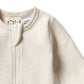 Organic Stripe Rib Zipsuit with Feet | Oatmeal