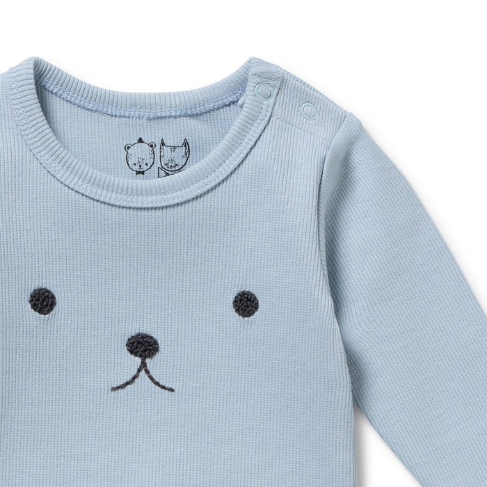 Storm Blue Organic Rib long-sleeved Bodysuit