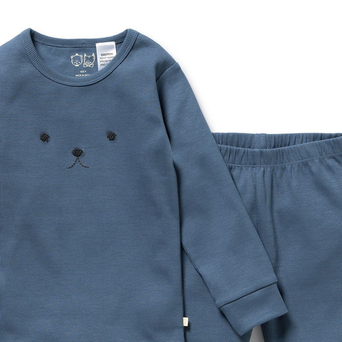 Twilight Blue Organic Rib Long Sleeved Pyjamas
